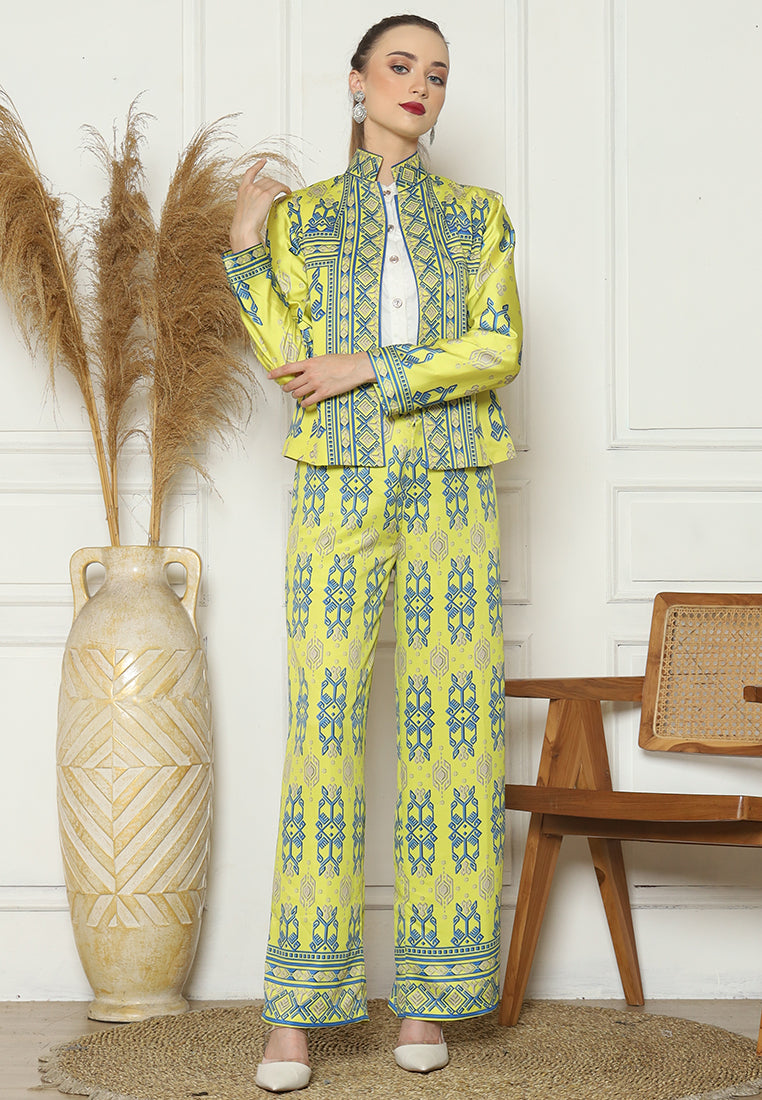 Kanzi Songket Kebaya Pants Set Green