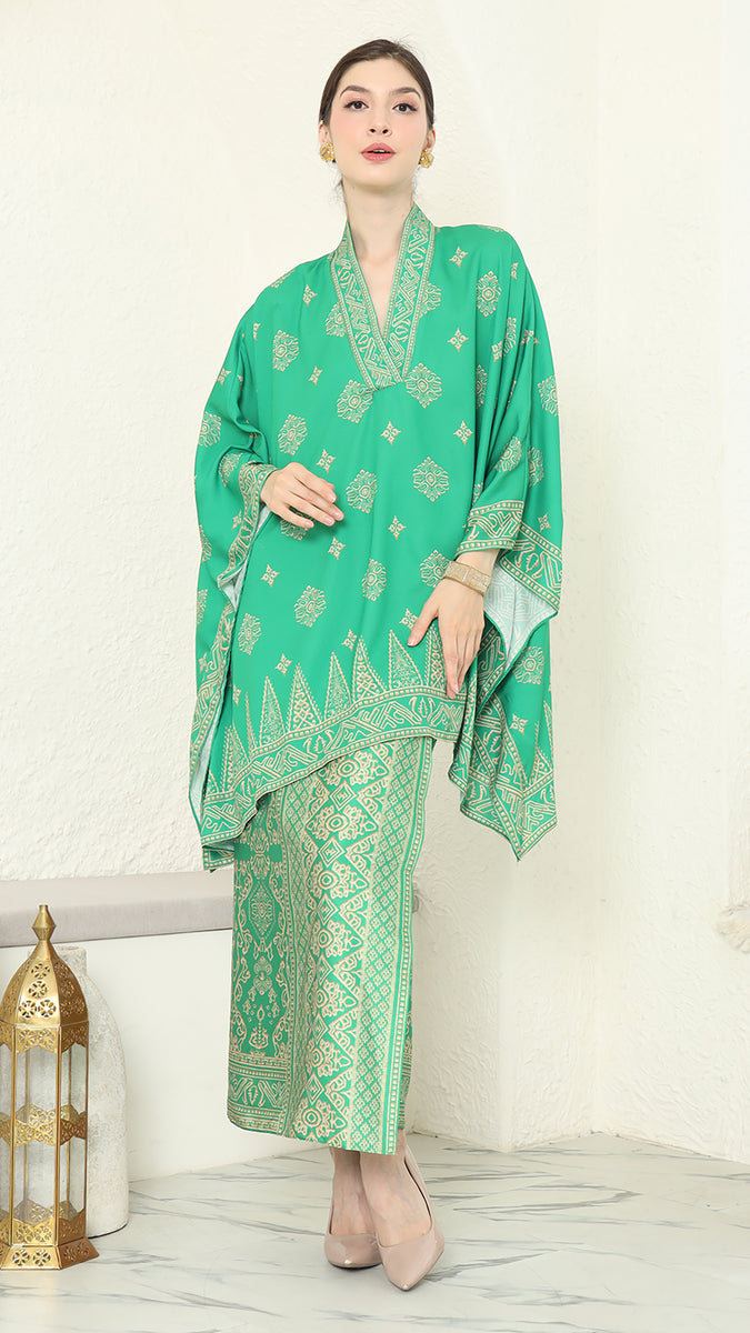 Kanzi Songket Sarong V-neck Set White