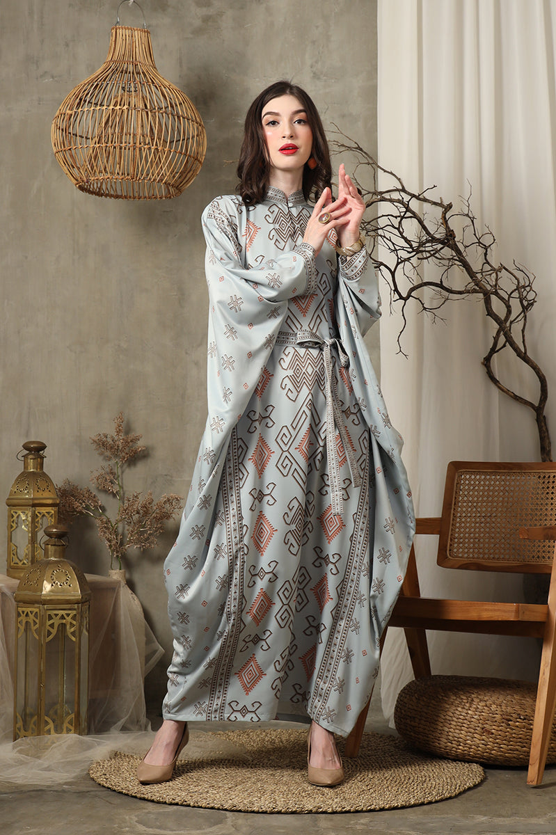 Light Blue Ikat HC belt Kaftan