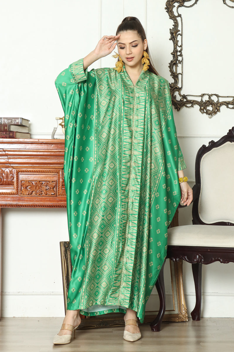 Kanzi Long Sleeve Tapis Kaftan Green Kanzi Collection