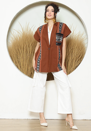 Terracotta Ikat Cape Blazer