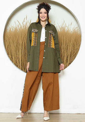 Army Ikat Pocket Oversized Tunic