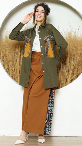 Army Ikat Pocket Oversized Tunic