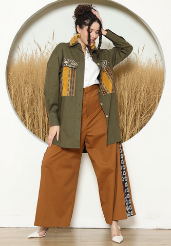 Army Ikat Pocket Oversized Tunic