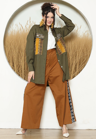 Army Ikat Pocket Oversized Tunic