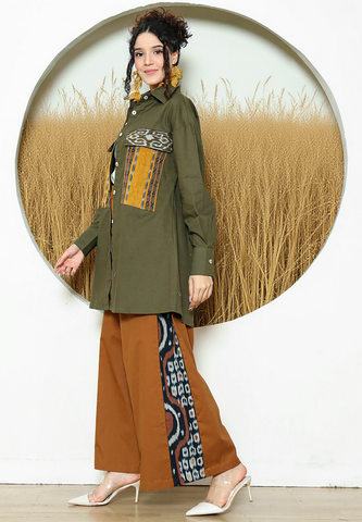 Army Ikat Pocket Oversized Tunic