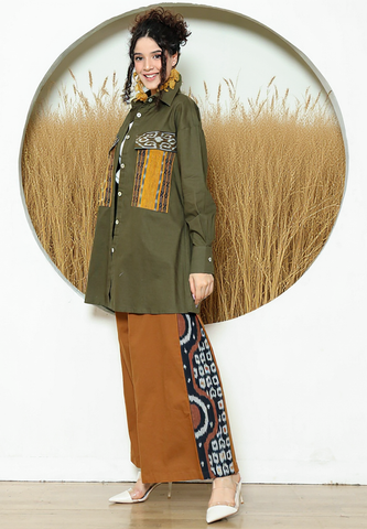 Army Ikat Pocket Oversized Tunic