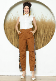 BROWN IKAT PATCH PANTS
