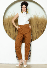 BROWN IKAT PATCH PANTS