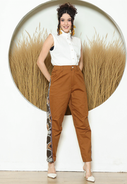 BROWN IKAT PATCH PANTS