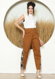 BROWN IKAT PATCH PANTS