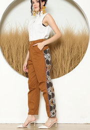 BROWN IKAT PATCH PANTS