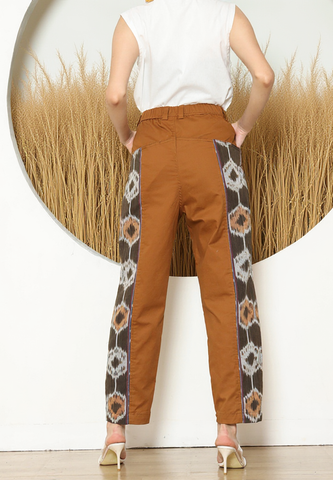 BROWN IKAT PATCH PANTS