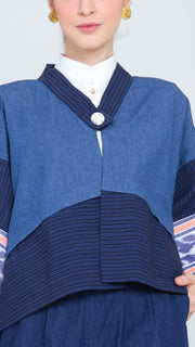 Blue Denim Stripe Ikat Short Outer