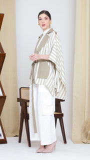 Green Stripe Ikat Cape with Belt