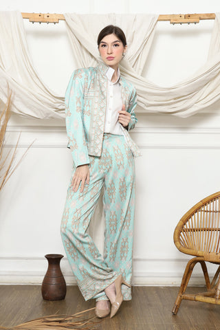 Mint Songket Jacket Set