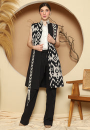 Black Patch Handwoven Ikat Vest