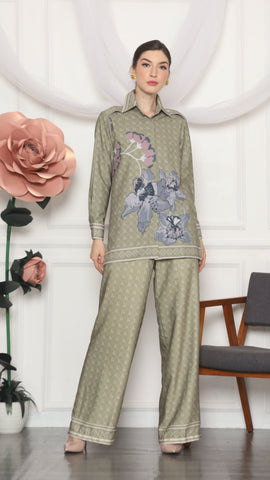 ARMY FLORAL MONOGRAM SHIRT AND PANTS SET