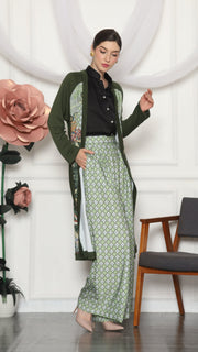 GREEN MONOGRAM TROPICAL CARDIGAN AND PANTS SET