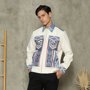 White Handwoven Ikat Patch Jacket