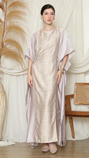 Light Grey Songket Plain Kaftan.