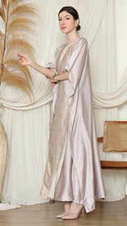 Light Grey Songket Plain Kaftan.