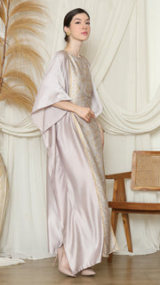 Light Grey Songket Plain Kaftan.