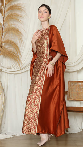 Terracota Songket Plain Kaftan.