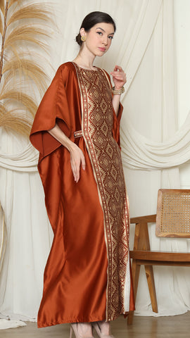 Terracota Songket Plain Kaftan.