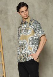 Olive Abstract Batik Man Shirt