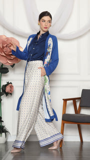 BLUE MONOGRAM FLORAL CARDIGAN AND PANTS SET