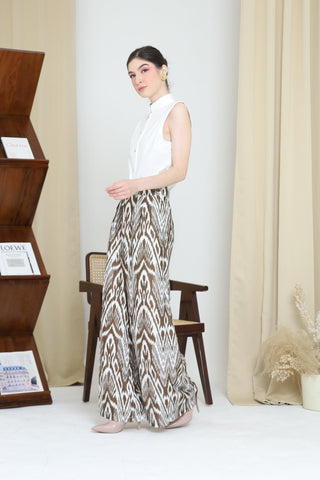 BROWN IKAT WIDE LEG PANTS