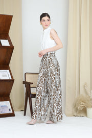 BROWN IKAT WIDE LEG PANTS