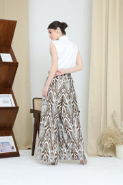 BROWN IKAT WIDE LEG PANTS