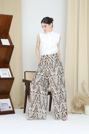 BROWN IKAT WIDE LEG PANTS