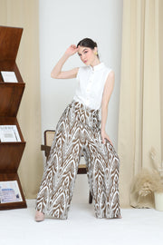 BROWN IKAT WIDE LEG PANTS