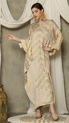 Yellow Long Sleeve Batik Kaftan