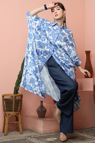 Blue Tiles Button Kaftan