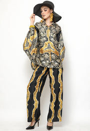 Yellow Black Batik Tunik Set with Pants