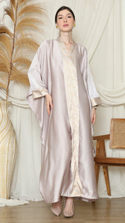 Light Grey Plain Tapis Kebaya Kaftan