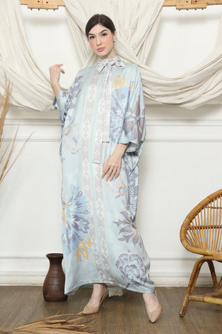 Blue Tropical Flower HC Long Kaftan