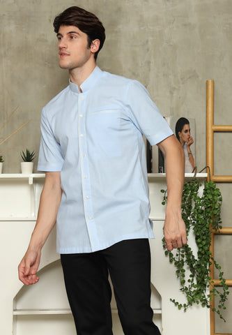 Light Blue Mandarin Collar Man Shirt