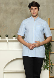 Light Blue Mandarin Collar Man Shirt