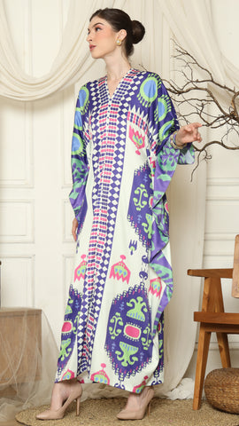 Purple Ikat Long Sleeve Kaftan