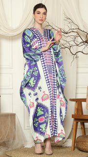 Purple Ikat Long Sleeve Kaftan