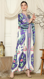 Purple Ikat Long Sleeve Kaftan