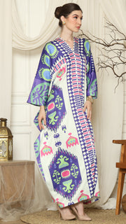 Purple Ikat Long Sleeve Kaftan