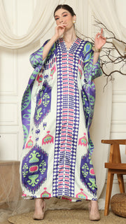 Purple Ikat Long Sleeve Kaftan