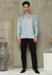 Light Blue Sumba Long Man Shirt