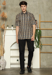 Brown Abstract Batik Exclusive Man Shirt